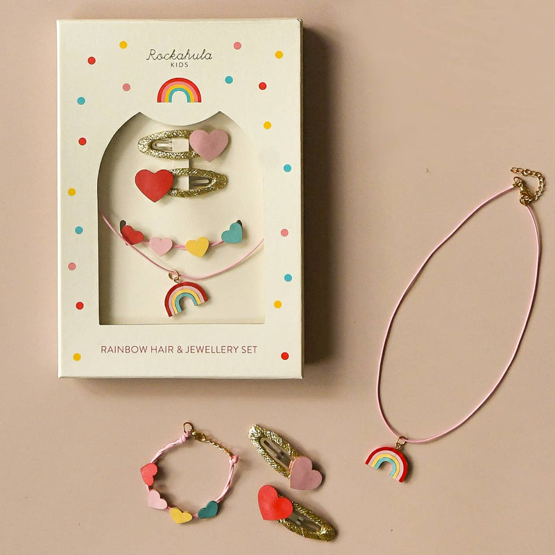 Vintage Rainbow Hair & Jewellery Set