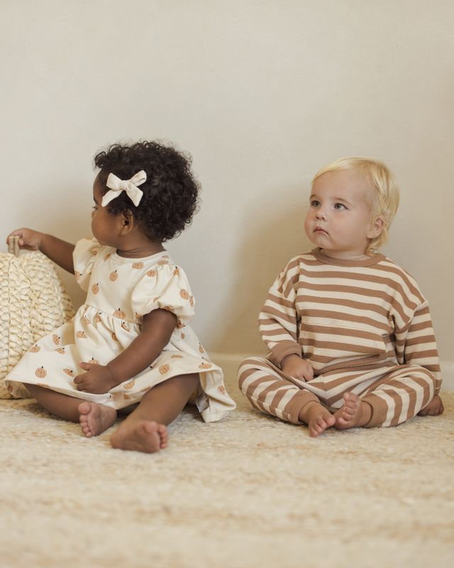 Waffle Long Sleeve Jumpsuit || Harvest Stripe (12-18mo, 18-24mo)