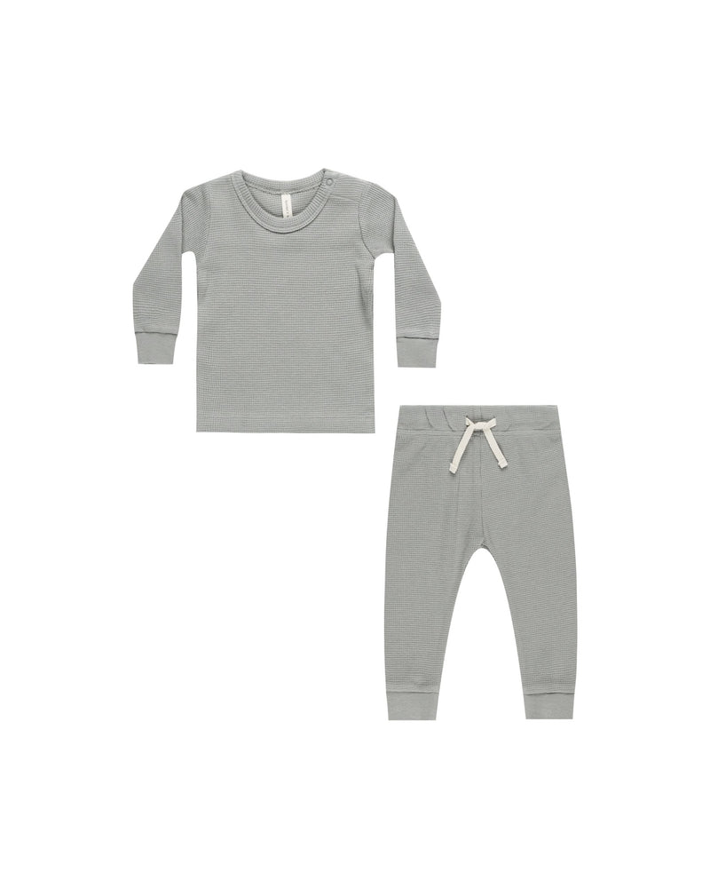 Waffle Top + Pant Set || Dusty Blue (12-18 Mo, 18-24 Mo)