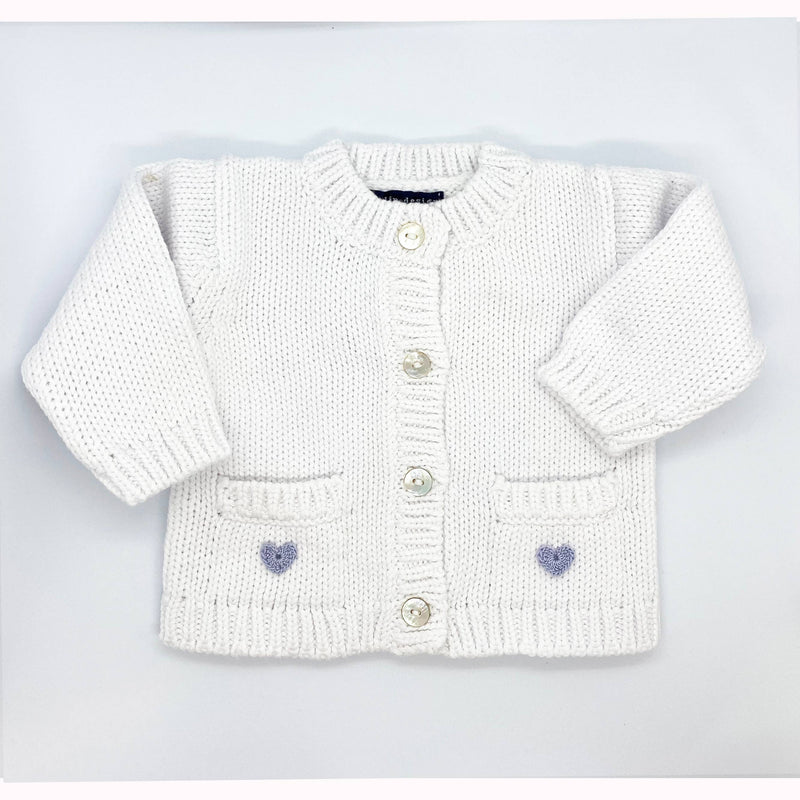 White crocheted heart cardigan-Wee Bee Baby Boutique