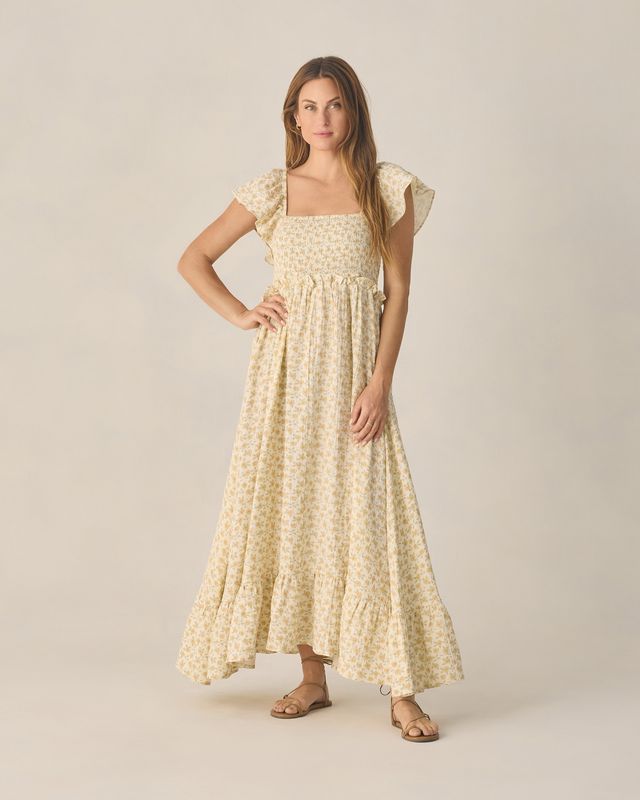 francescas dresses For Love & Lemons Francesca Mini Dress 100% Linen Fay Floral Tiered Maxi Dress