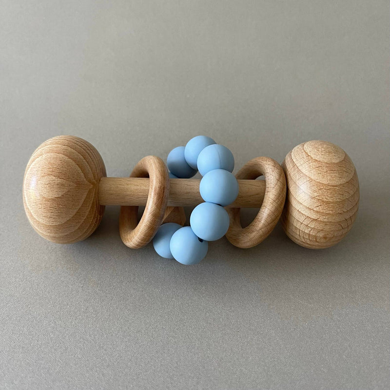Wooden Rattle Toy with Silicone Beads - Cloud