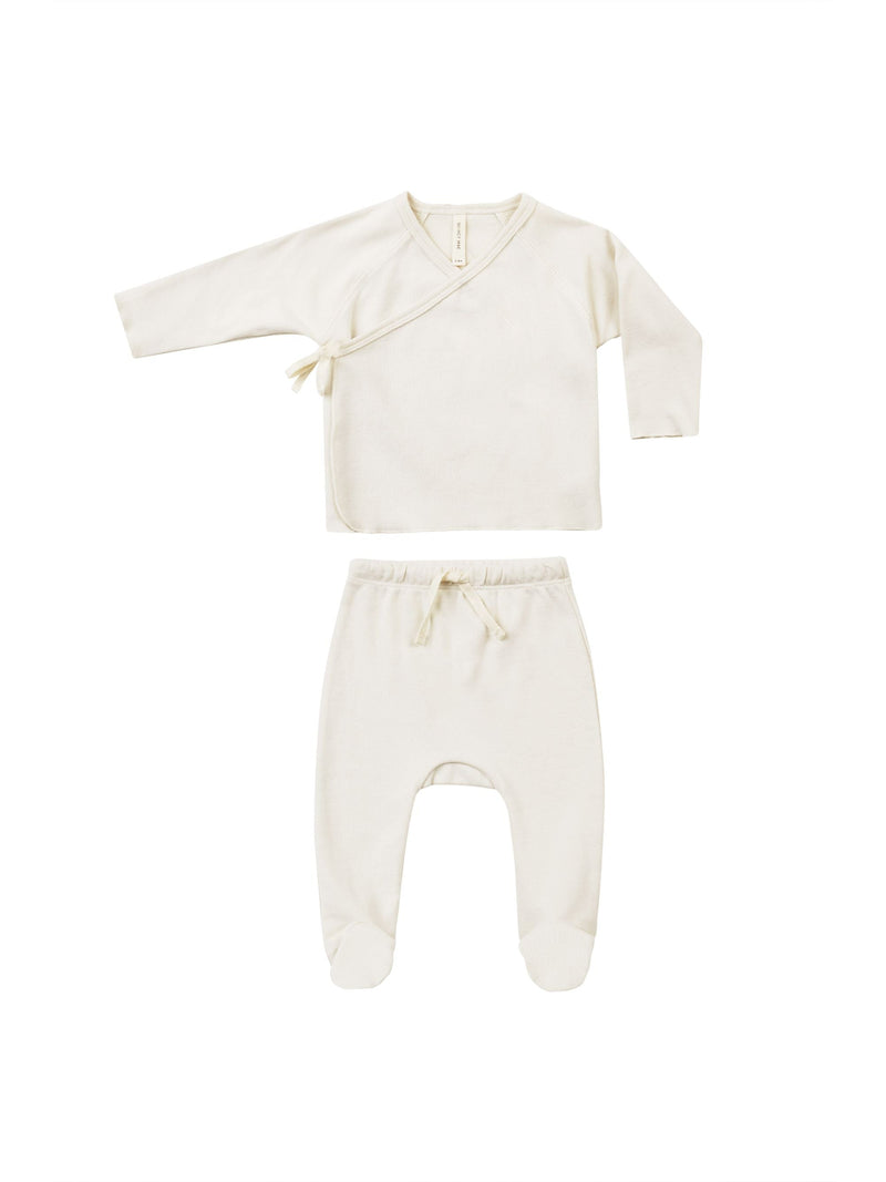 Wrap Top + Footed Pant Set || Ivory