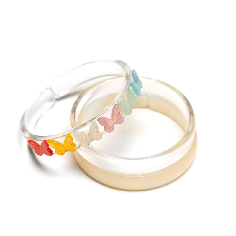Butterfly Pearl Pastel Shades Bangles (Set of 3)