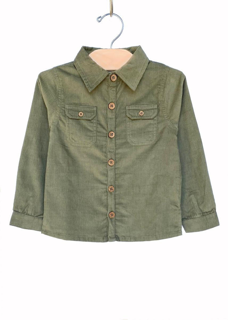Corduroy Button Shirt - Olive