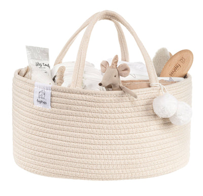 Cotton Rope Diaper Caddy - Beige-Wee Bee Baby Boutique