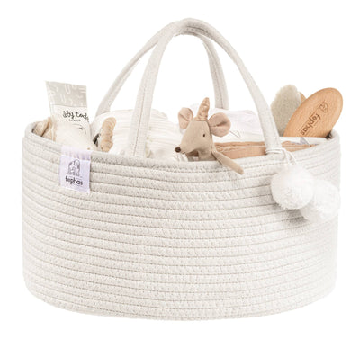 Cotton Rope Diaper Caddy - Cream-Wee Bee Baby Boutique
