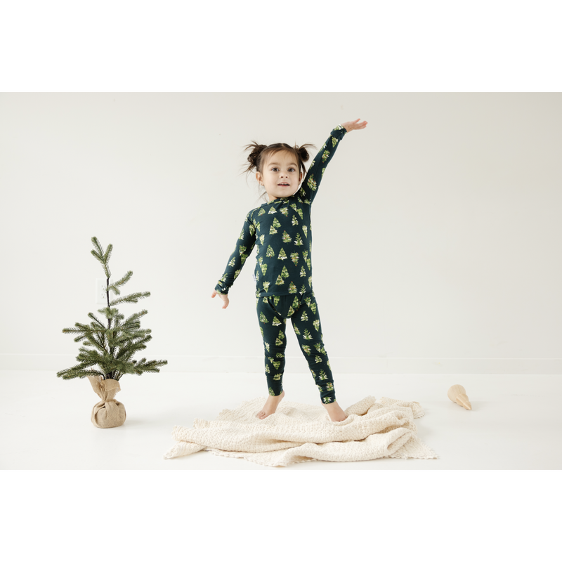 Emerald Green Christmas Trees Bamboo Lounge Set-Wee Bee Baby Boutique