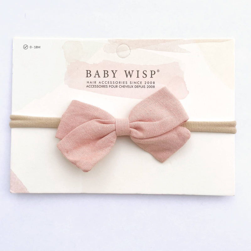 Emma  Fabric Baby Bow Infant Headband - Dusty Pink