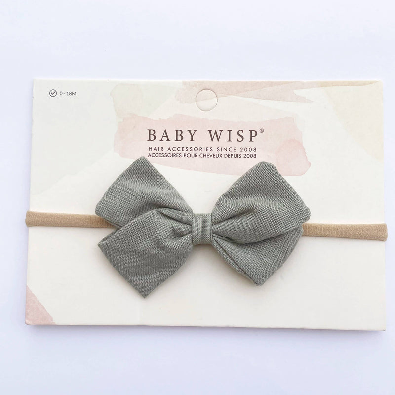Emma  Fabric Baby Bow Infant Headband - Sage