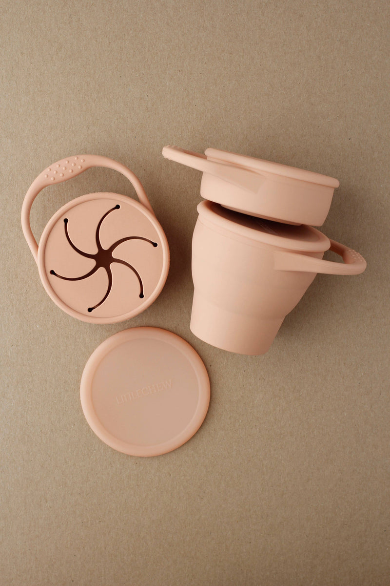 Foldable Silicone Snack Cup - Dusty Coral