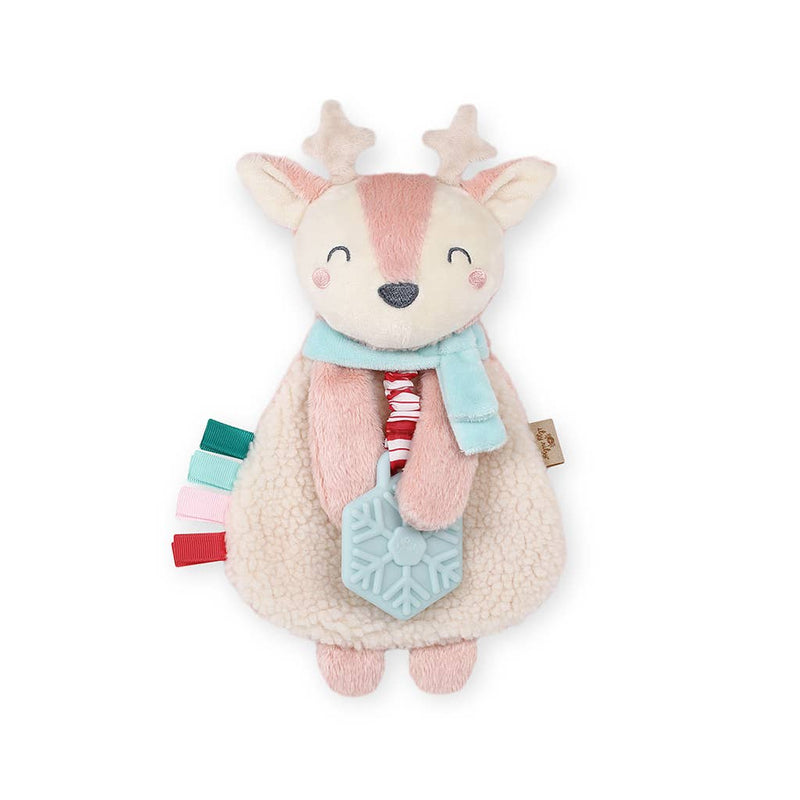 Holiday Pink Reindeer Itzy Lovey Plush + Teether Toy