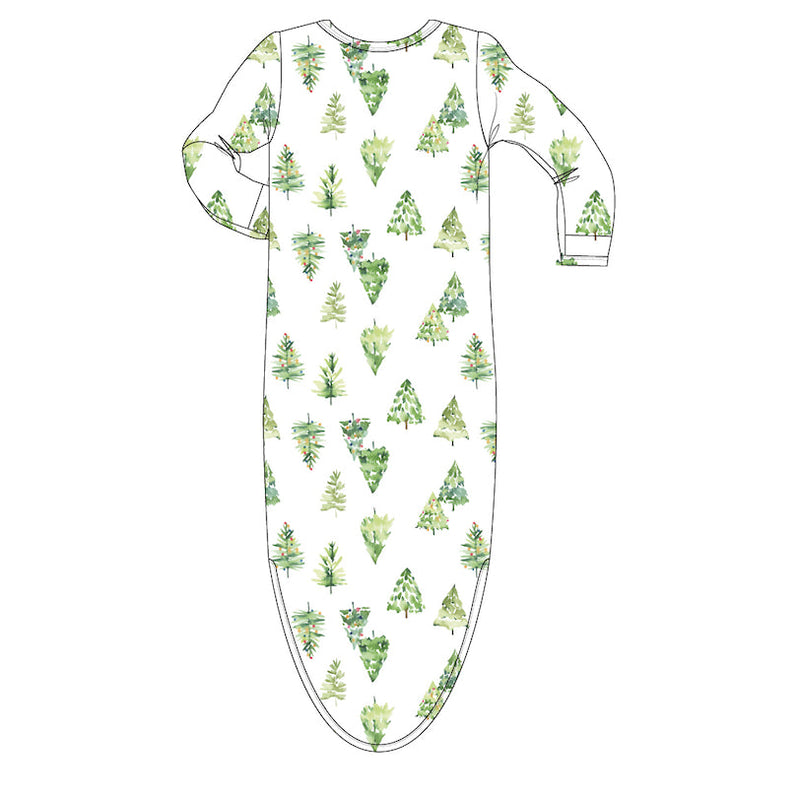 Ivory Christmas Trees Holiday Bamboo Knotted Gown