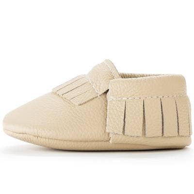 Latte Genuine Leather Baby Moccasins