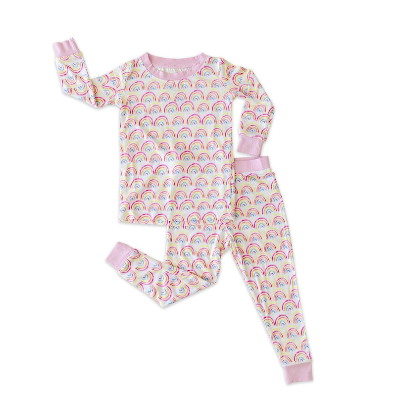 Little Sleepies Two-Piece Bamboo Pajama Set - Pastel Rainbows