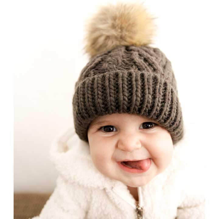 Loden Green Pop Pom Pom Beanie Hat