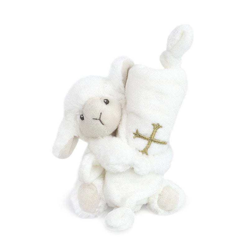 Loyal Lamb and Cross Knotted Security Blankie
