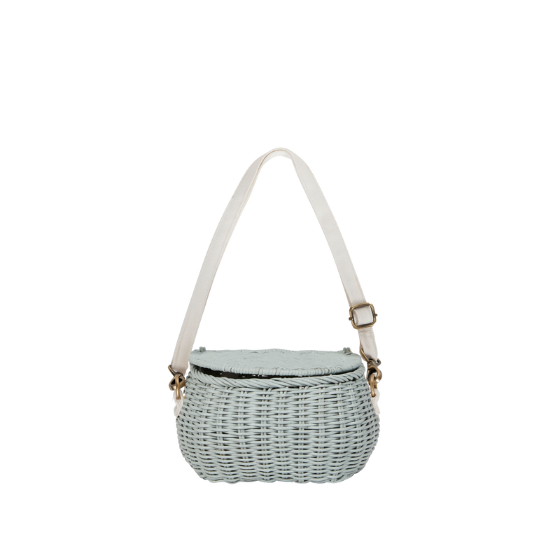 Mini Chari Rattan Bag - Vintage Blue