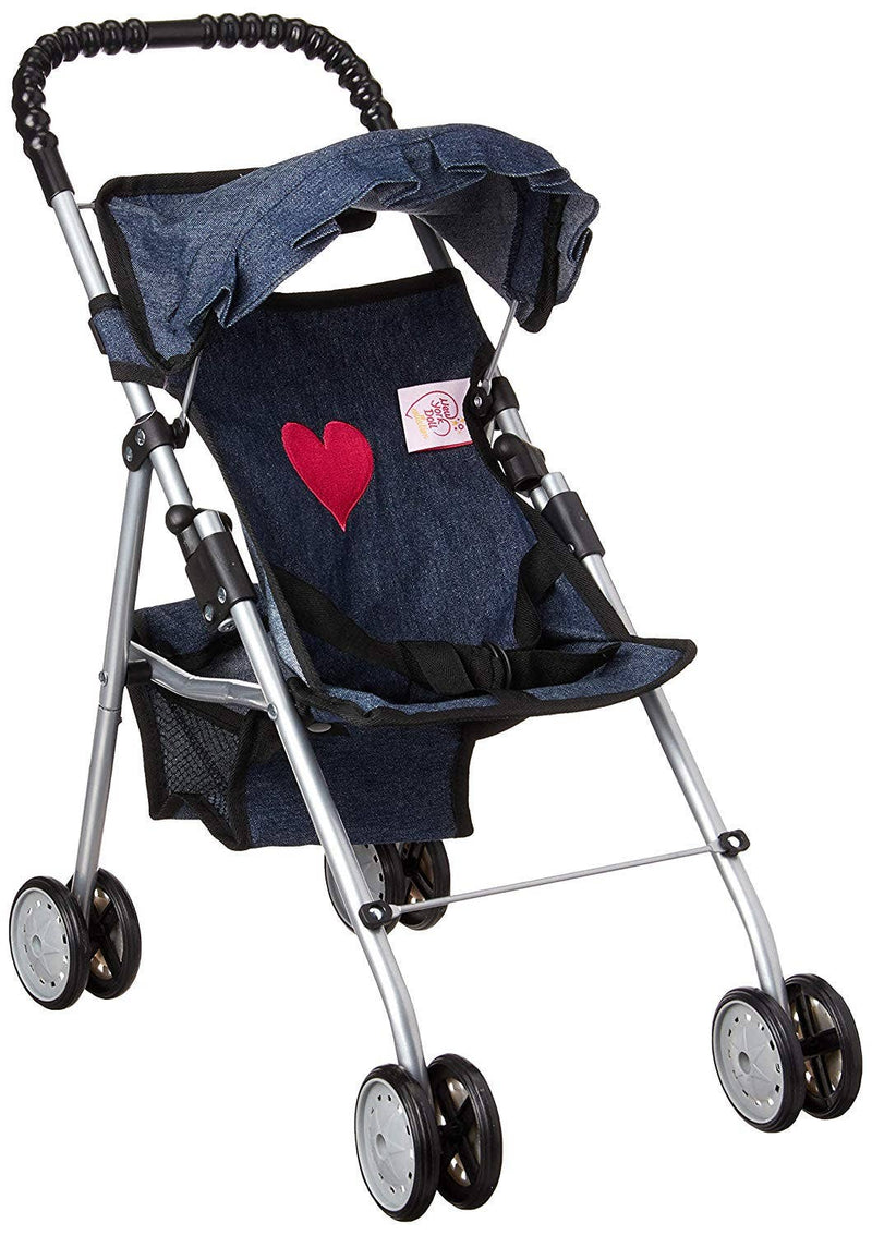 My First Doll Stroller - Denim with Pink Heart