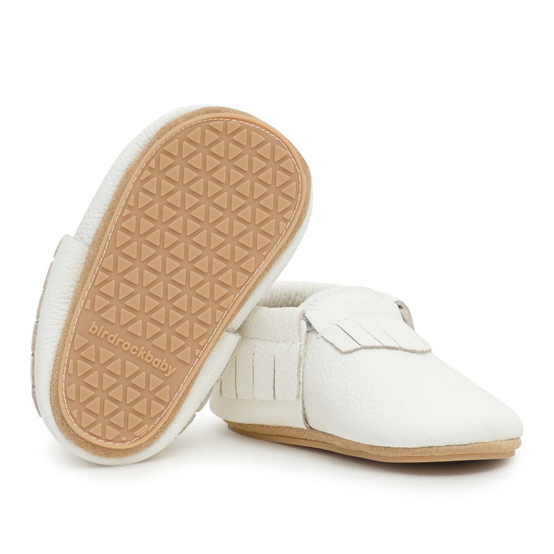 Pearl White Hard Sole Baby Moccasins