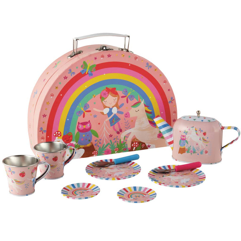 Rainbow Fairy Tin Tea Set in Semi Circle Foiled Case-Wee Bee Baby Boutique