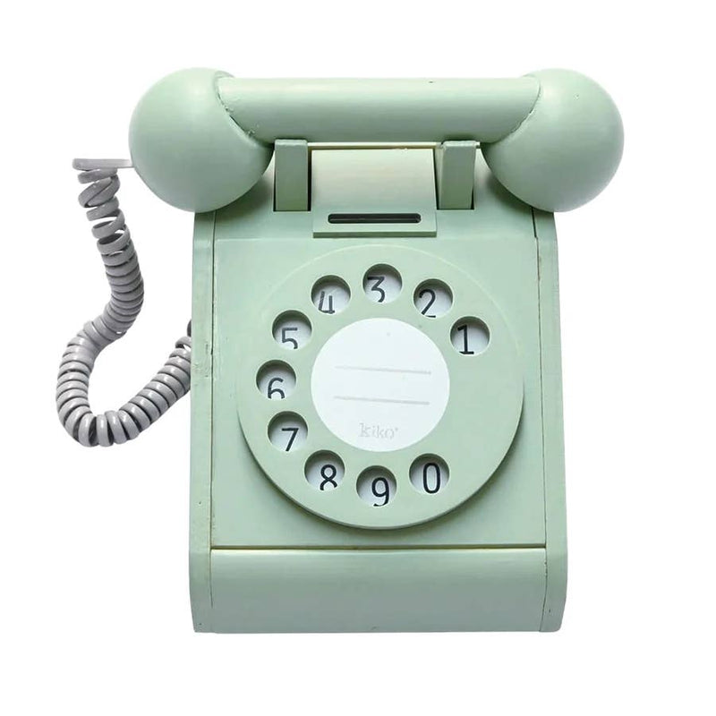 Retro Wooden Telephone - Mint Green