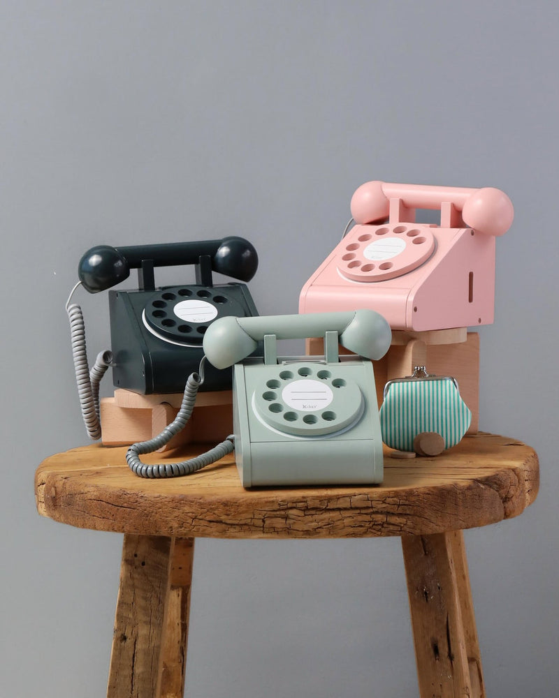 Retro Wooden Telephone - Pink