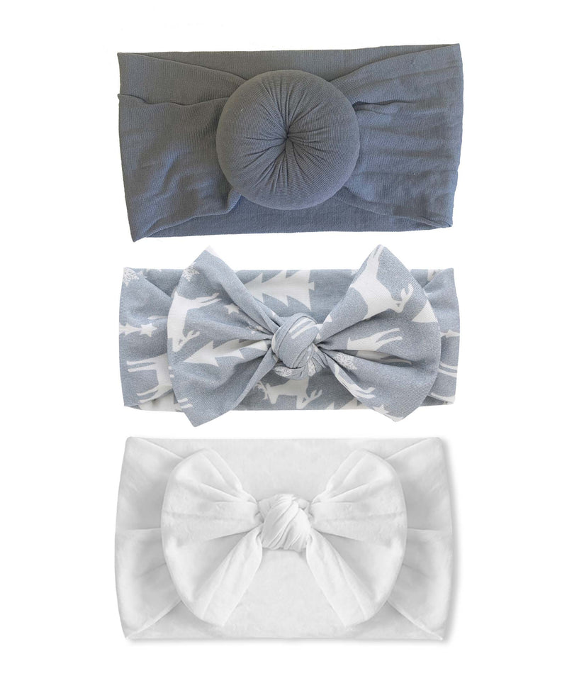 White Christmas Bamboo Holiday Headband Gift Set - Wee Bee Baby Boutique