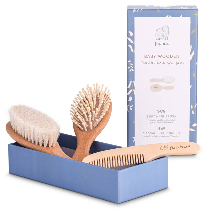 Wooden Baby Hair Brush Set-Wee Bee Baby Boutique